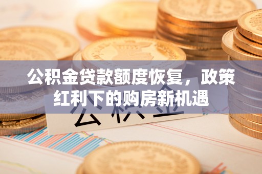 虾峙公积金贷款额度恢复，政策红利下的购房新机遇