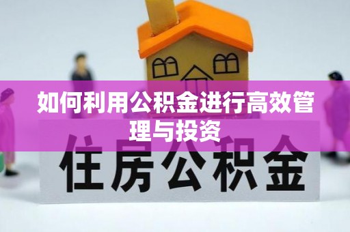 虾峙如何利用公积金进行高效管理与投资