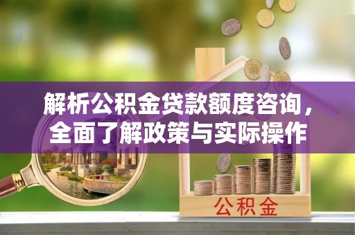 虾峙解析公积金贷款额度咨询，全面了解政策与实际操作